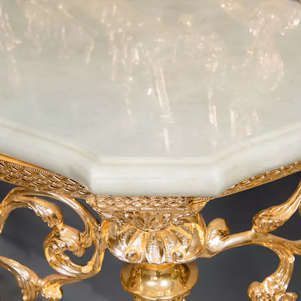 Luxurious European Palace Style Antique Marble Surface Golden Copper Console Hotel Lobby Matching European Style Wall Painting