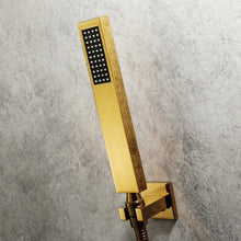 Загрузить изображение в средство просмотра галереи, Luxury Music Hot and Cold Brass Bath Systems Titanium Gold Thermostatic Mixer Trim Kit LED Rainfall Complete Shower Faucet Set
