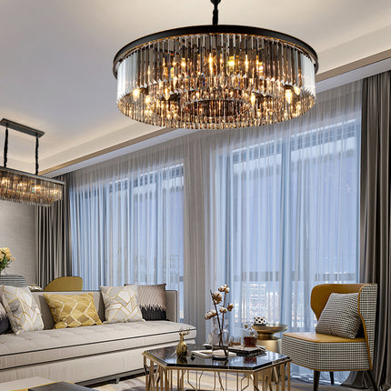 Luxury black semi embedded bedroom living room round Chandelier Ceiling lights