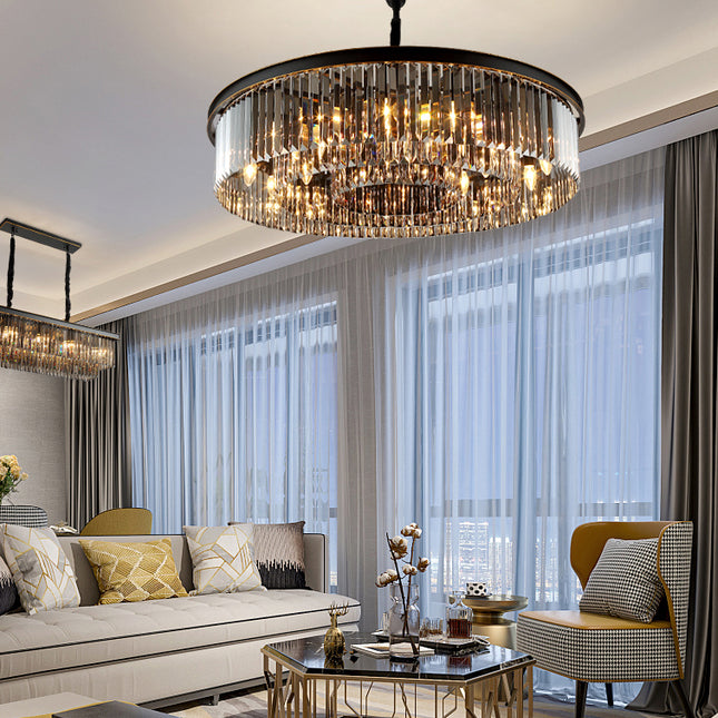 Luxury black semi embedded bedroom living room round Chandelier Ceiling lights