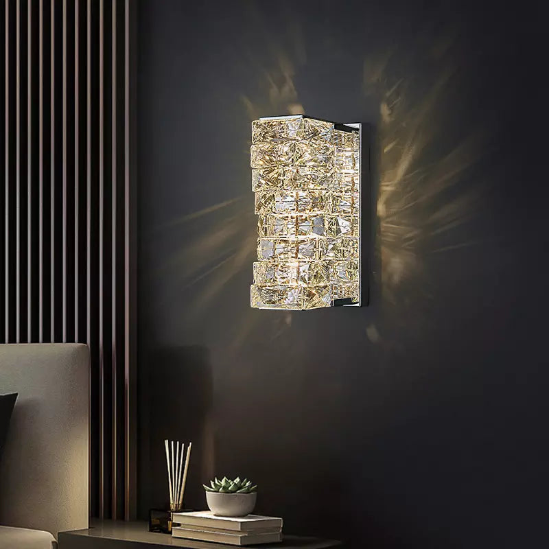 Nordic modern crystal wall lamp stainless steel wall lamps bedroom home decoration lighting light luxury crystal lamps