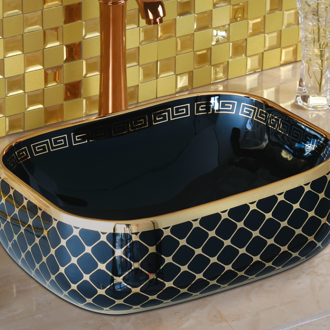 luxury bathroom black gold porcelain wash basin bathroom toilet wash basin