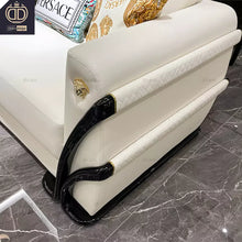 Load image into Gallery viewer, White Wooden Leg Leather Home Living Room Furniture Couch Modern Italy Luxury Medusa Sofa
