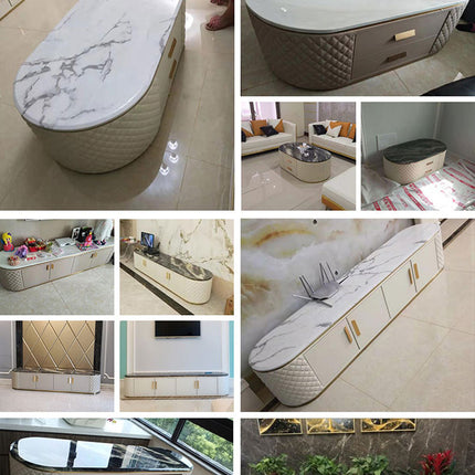 Luxury Stainless Steel Leather Coffee Table Round Center Tables