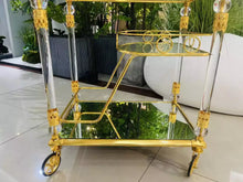 Load image into Gallery viewer, Hotel Restaurant Trolley Golden Copper Tray Cart
