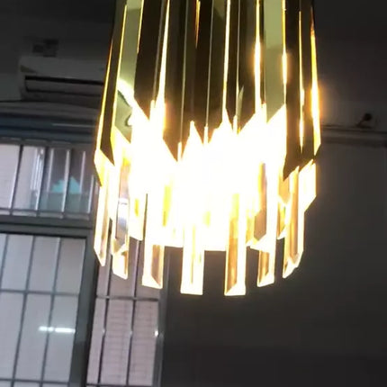 industrial vintage gold lampbody pendant lights single head crystal staircase long chandeliers