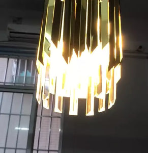 industrial vintage gold lampbody pendant lights single head crystal staircase long chandeliers
