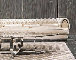 Luxury chesterfield sofa button tufted white leather royal sofa