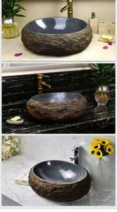 Outdoor Sanitary Ware Natural Stone Cabinet Wash Hand Bathroom Basin