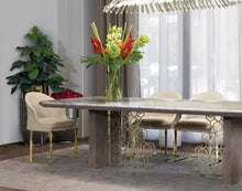 Cargar imagen en el visor de la galería, Italian Modern Design white rectangular dining table Dubai nature travertine top Luxury dining table
