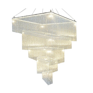 contemporary loft lamp Fashion Silver Wire Lighting Modern Beauty big chandelier luxury For Hotel