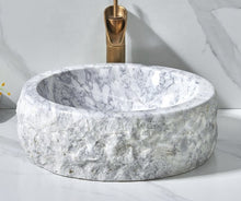 Lade das Bild in den Galerie-Viewer, Natural Stone Marble Round Countertop Hand Crafted Carrara Marble
