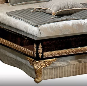 Italian Quality Custom Luxurious Bed Upholstery Bedroom Set Classic Hand-carving Design Bed