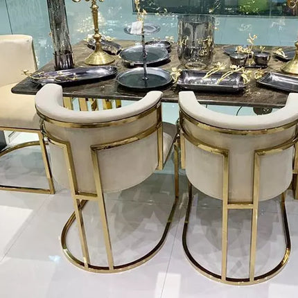 Goldener Barhocker aus Edelstahl mit Samtbezug für Hotel und Zuhause 