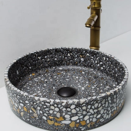 New style concrete countertop basin terrazzo bathroom hand wash sink round basin