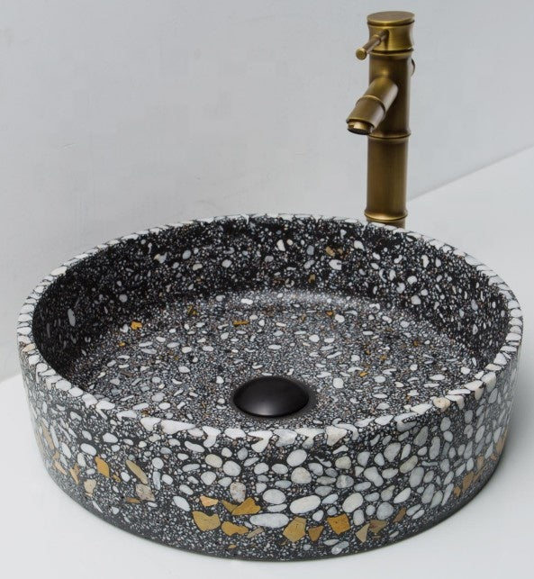 New style concrete countertop basin terrazzo bathroom hand wash sink round basin