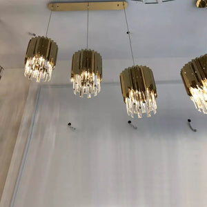 industrial vintage gold lampbody pendant lights single head crystal staircase long chandeliers