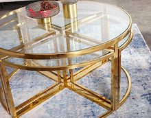 Load image into Gallery viewer, Gold metal coffee table stainless steel side table glass table furniture
