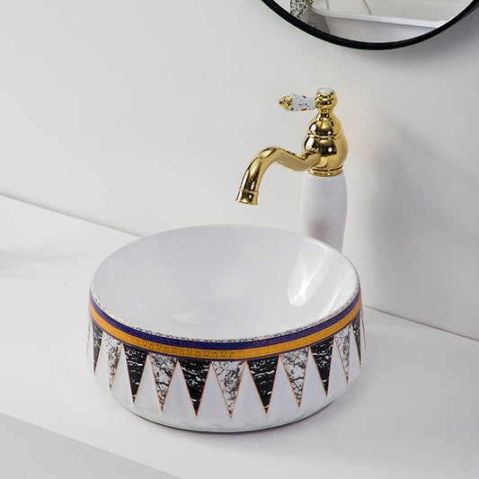 Vintage luxury hotel decor table top sanitary wares ceramic lavabo washbasin small bathroom sink bowl face hand wash art basin