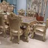 carved Italian style dining room set furniture round dining table