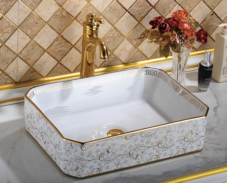 Unique design countertop color hand painted art porcelain wash basin sinks for bathroom