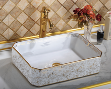 Load image into Gallery viewer, Unique design countertop color hand painted art ceramic wash basin sink For bathroom

