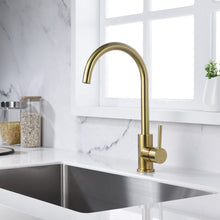 Load image into Gallery viewer, kitchen elbow faucet single hole brass brushed gold kitchen faucet
