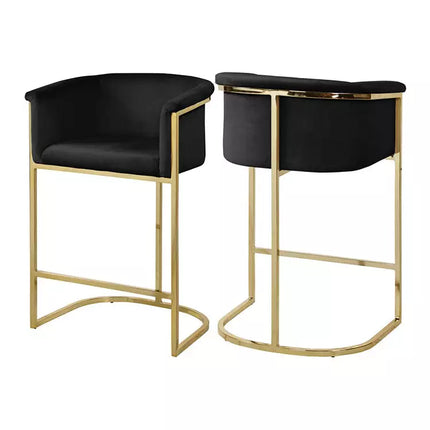 Luxuriöser Barhocker mit goldenen Metallbeinen, Frühstücksbarhocker mit Armlehnen, modernes Möbelstück 