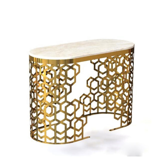 Console Table Electroplated Gold with Slate Marble Top ( For customize size message us)