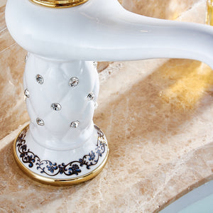 Single handle gold water tap with diamond