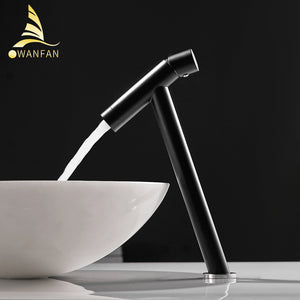 Single Hole Cold And Hot Water Brass sanitary faucet for bathroom sinks Black Basin Faucet bathroom sinks faucets