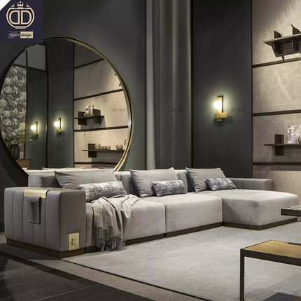 Vietri maßgefertigtes L-förmiges Wohnzimmer-Ecksofa, Samtbezug, gesteppt, modular, modern, luxuriös 