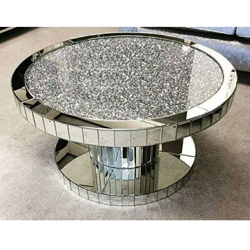 New style modern simple silver coffee table living room furniture unique diamond glass mirror center table