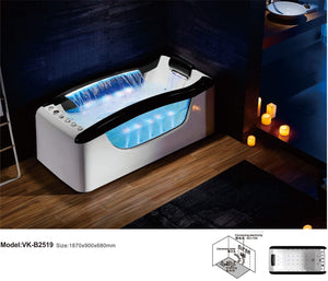 Rectangle freestand  luxury acrylic massage bathtub