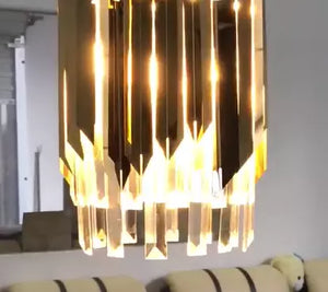 industrial vintage gold lampbody pendant lights single head crystal staircase long chandeliers