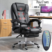 Charger l&#39;image dans la galerie, Massage soft ergonomic office furniture executive chair lie down boss PU luxury black leather office chair with footrest
