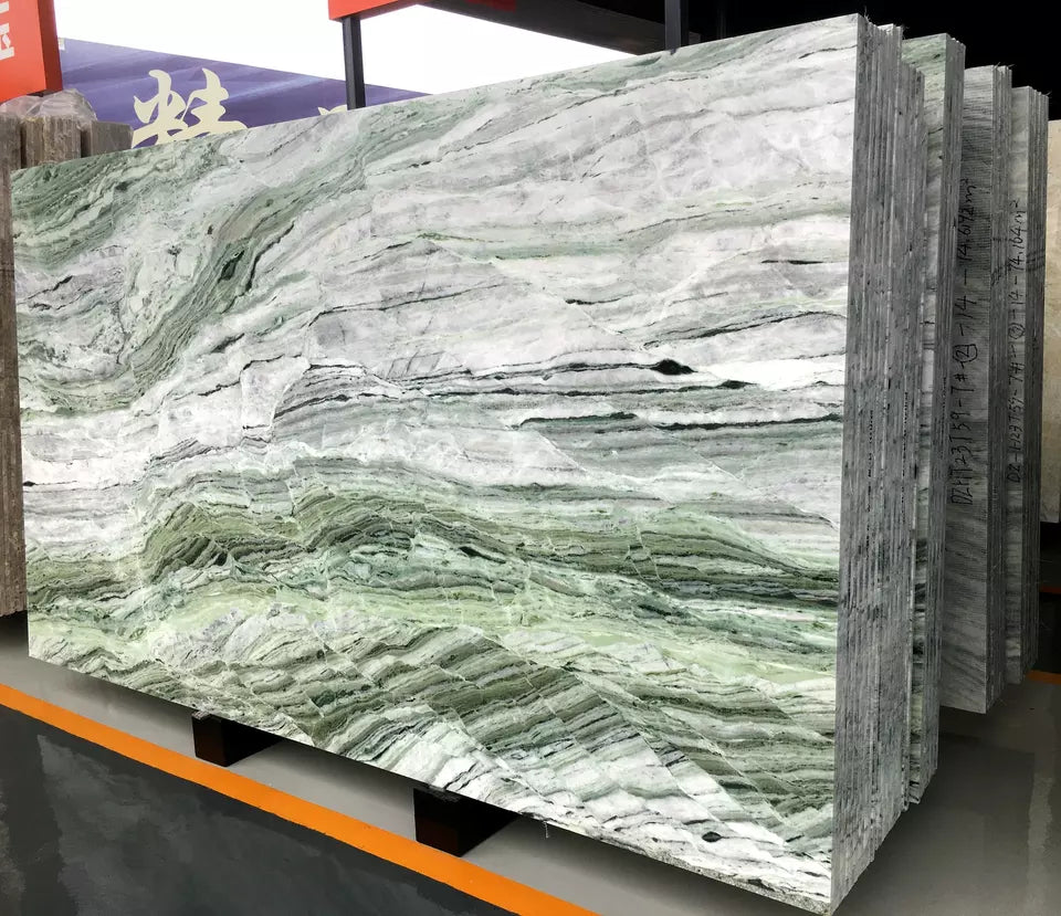 Diagonal Grain Ice Jade Marble Apulo factory Direct Polished Ice Green Marble tiles Ice Emerald Green Marble