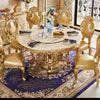 Загрузить изображение в средство просмотра галереи, golden foil hand carved Italian style dining room furniture round dining table
