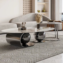 Load image into Gallery viewer, Italian Marble and Stainless Steel living room stainless steel designer oval marble combination coffee table
