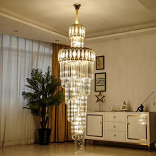 Load image into Gallery viewer, New Design Living Room Villa Hotel Stair Long Gold Luxury Modern Crystal Chandelier Light
