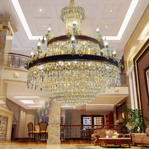 Custom hotel Lights Surface Mounted Round Crystal Ceiling Lamps For Royal Palace Auditorium Hall Sitting Room Gold Black