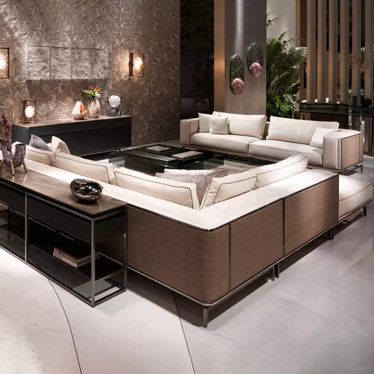 Italian design 7 seater minimalist sofa set customized couch living room area home furniture luxury modern minimalist sofa