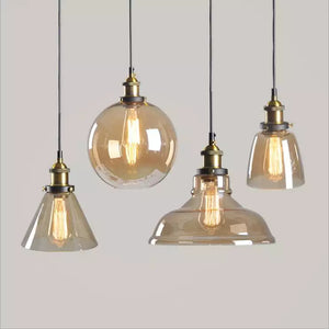 3 SET OF LIGHTS Vintage Farmhouse Decor Pendant Light Retro Amber Glass Industrial Chandelier Lights Fixture For Restaurant Home Bar