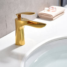 Load image into Gallery viewer, Gold plated washroom faucet single handle
