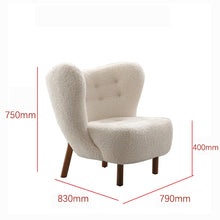 Загрузить изображение в средство просмотра галереи, Living Room Furniture Modern Nordic New designer white teddy fabric leisure chair black wood legs little petra lounge chair
