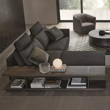 7-Sitzer-Ecksofa im modernen italienischen Stil, L-förmig, aus Stoff, minimalistisch, Wohnzimmer-Ecksofa 