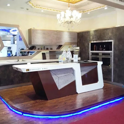 high end luxury line-shaped matte cheap set modern with center island kitchen cabinet