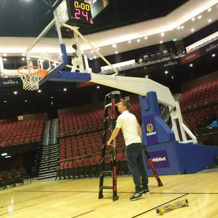 Certification Fiba Electric Hydraulic Folding Basketball hoop Stand for competition and training