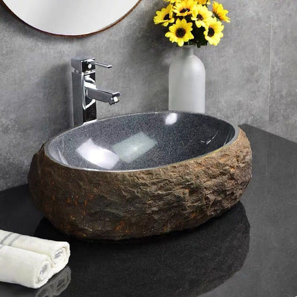 Outdoor Sanitary Ware Natural Stone Cabinet Wash Hand Bathroom Basin
