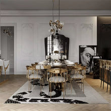 Lade das Bild in den Galerie-Viewer, Low back high gloss varnish modern luxury furniture golden metal dining chair set
